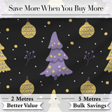Minimal Christmas Tree Ornaments Purple Black Seamless Pattern Digital Print Fabric by the Metre UK Sewing Quilting Textile