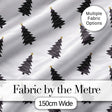 Minimal Black Christmas Trees Gold Star Seamless Pattern Digital Print Fabric by the Metre UK Sewing Quilting Textile