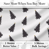 Minimal Black Christmas Trees Gold Star Seamless Pattern Digital Print Fabric by the Metre UK Sewing Quilting Textile