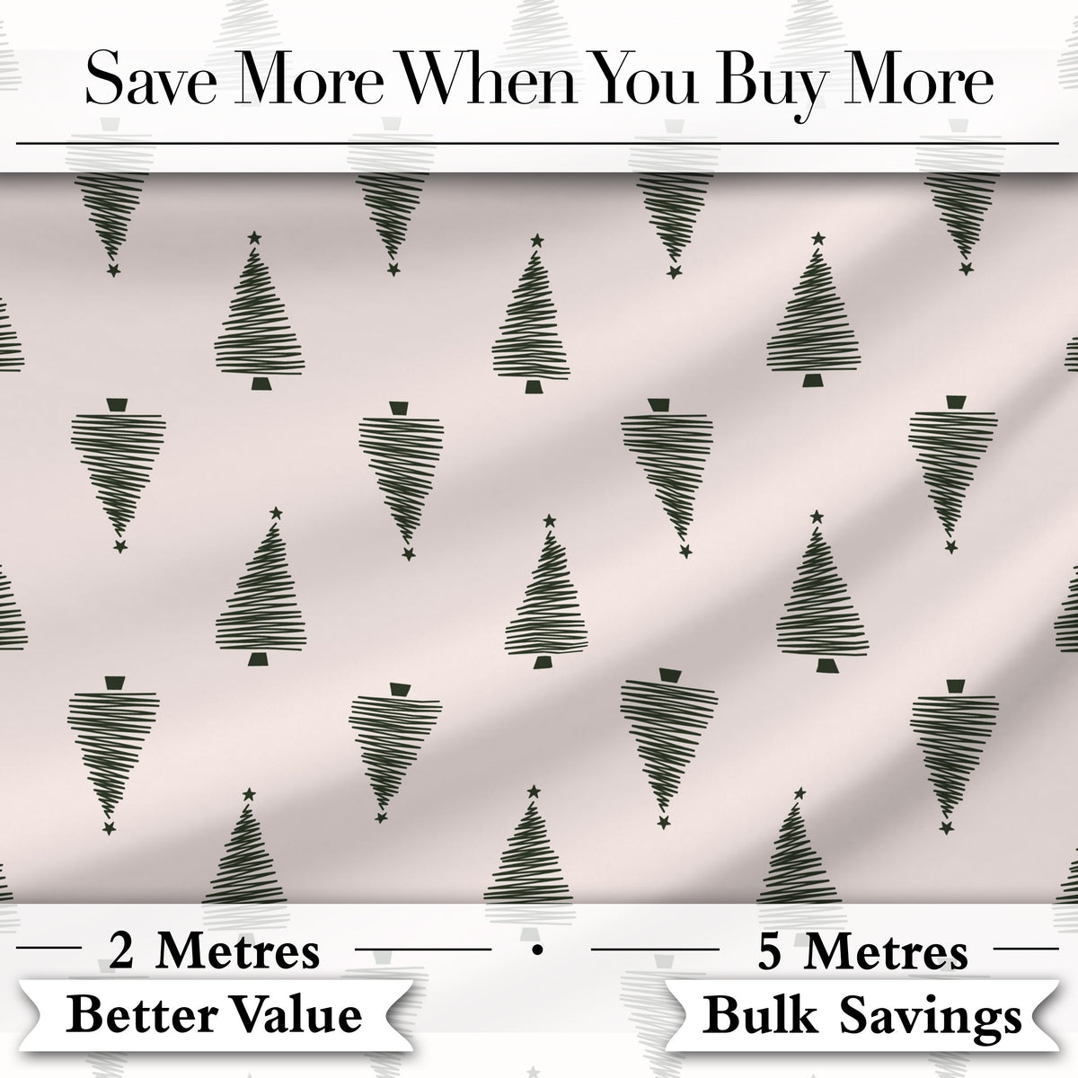 Minimal Line Christmas Trees Modern Scandinavian Seamless Pattern Digital Print Fabric by the Metre UK Sewing Quilting Textile