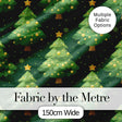 Cute Green Christmas Trees Golden Ornaments Seamless Pattern Digital Print Fabric by the Metre UK Sewing Quilting Textile