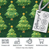 Cute Green Christmas Trees Golden Ornaments Seamless Pattern Digital Print Fabric by the Metre UK Sewing Quilting Textile