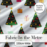 Festive Christmas Trees Gifts Holiday Seamless Pattern Digital Print Fabric by the Metre UK Sewing Quilting Textile