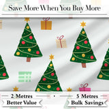 Festive Christmas Trees Gifts Holiday Seamless Pattern Digital Print Fabric by the Metre UK Sewing Quilting Textile