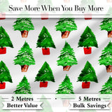 Watercolor Christmas Trees in Pots Hand Painted Seamless Pattern Digital Print Fabric by the Metre UK Sewing Quilting Textile