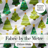 Cute Mixed Christmas Trees Colorful Festive Seamless Pattern Digital Print Fabric by the Metre UK Sewing Quilting Textile