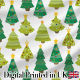 Cute Mixed Christmas Trees Colorful Festive Seamless Pattern Digital Print Fabric by the Metre UK Sewing Quilting Textile