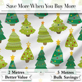 Cute Mixed Christmas Trees Colorful Festive Seamless Pattern Digital Print Fabric by the Metre UK Sewing Quilting Textile