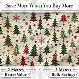 Rustic Christmas Trees Stars Holiday Winter Seamless Pattern Digital Print Fabric by the Metre UK Sewing Quilting Textile