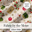 Cute Christmas Mouse with Gifts Berries and Snowflakes Seamless Pattern Digital Print Fabric by the Metre UK Sewing Quilting Textile