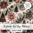 Vintage Red Black Snowflakes and Christmas Trees Seamless Pattern Digital Print Fabric by the Metre UK Sewing Quilting Textile