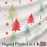 Soft Watercolor Christmas Trees Minimal Winter Seamless Pattern Digital Print Fabric by the Metre UK Sewing Quilting Textile