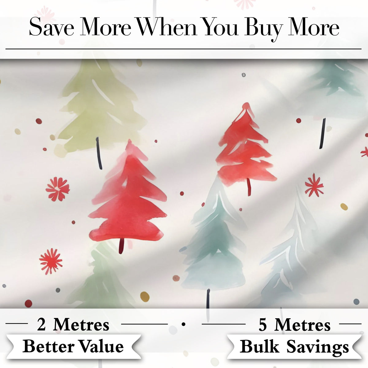 Soft Watercolor Christmas Trees Minimal Winter Seamless Pattern Digital Print Fabric by the Metre UK Sewing Quilting Textile