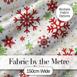 Red Green Snowflake Winter Holiday Seamless Pattern Digital Print Fabric by the Metre UK Sewing Quilting Textile