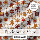 Cute Gingerbread Cookies Stars Hearts Snowflakes Seamless Pattern Digital Print Fabric by the Metre UK Sewing Quilting Textile