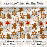 Cute Gingerbread Cookies Stars Hearts Snowflakes Seamless Pattern Digital Print Fabric by the Metre UK Sewing Quilting Textile