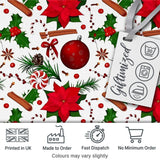 Festive Poinsettia Holly Candy Cane Cinnamon Seamless Pattern Digital Print Fabric by the Metre UK Sewing Quilting Textile