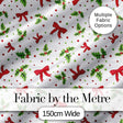 Christmas Holly Leaves Red Bows Polka Dots Seamless Pattern Digital Print Fabric by the Metre UK Sewing Quilting Textile