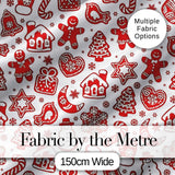 Red Christmas Gingerbread  Snowflake Seamless Pattern Digital Print Fabric by the Metre UK Sewing Quilting Textile