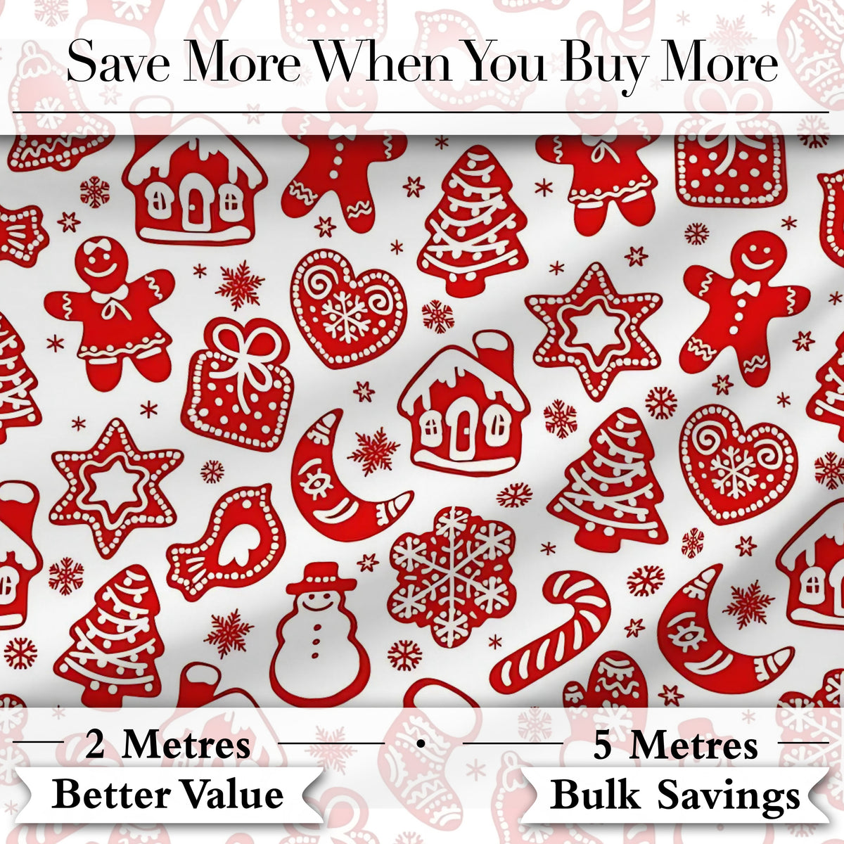 Red Christmas Gingerbread  Snowflake Seamless Pattern Digital Print Fabric by the Metre UK Sewing Quilting Textile