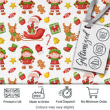 Cute Santa Reindeer Elf Characters Seamless Pattern Digital Print Fabric by the Metre UK Sewing Quilting Textile