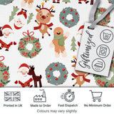 Cute Santa Reindeer Gingerbread Wreath Seamless Pattern Digital Print Fabric by the Metre UK Sewing Quilting Textile