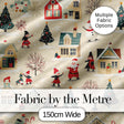 Vintage Christmas Village Snowman Santa Winter Scene Seamless Pattern Digital Print Fabric by the Metre UK Sewing Quilting Textile