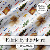 Rustic Christmas Angel House Tree Stars Seamless Pattern Digital Print Fabric by the Metre UK Sewing Quilting Textile