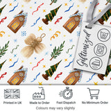 Rustic Christmas Angel House Tree Stars Seamless Pattern Digital Print Fabric by the Metre UK Sewing Quilting Textile