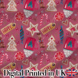 Watercolor Christmas Cookies Candy Cane Orange Slice Mug Festive  Digital Print Fabric by the Metre UK Sewing Quilting Textile