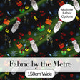Santa Claus Gifts Mittens Champagne Glass Snowflakes Festive Seamless Pattern Digital Print Fabric by the Metre UK Sewing Quilting Textile