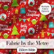 Merry Christmas Holly Jolly Tree Candy Cane Snowflake Festive Seamless Pattern Digital Print Fabric by the Metre UK Sewing Quilting Textile