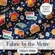 Happy Holiday Bells Gift Box Snowflakes Winter Festive Seamless Pattern Digital Print Fabric by the Metre UK Sewing Quilting Textile