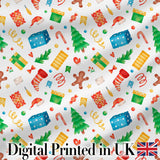 Watercolor Christmas Gifts Candy Gingerbread Festive Holiday Seamless Pattern Digital Print Fabric by the Metre UK Sewing Quilting Textile