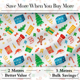 Watercolor Christmas Gifts Candy Gingerbread Festive Holiday Seamless Pattern Digital Print Fabric by the Metre UK Sewing Quilting Textile