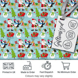 Santa Reindeer Penguin Sleigh Snowman Christmas Fun Seamless Pattern Digital Print Fabric by the Metre UK Sewing Quilting Textile