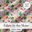 Cute Snowman Tree Candy Cane Ornaments Holiday Seamless Pattern Digital Print Fabric by the Metre UK Sewing Quilting Textile