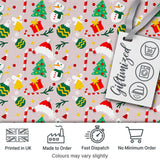 Cute Snowman Tree Candy Cane Ornaments Holiday Seamless Pattern Digital Print Fabric by the Metre UK Sewing Quilting Textile