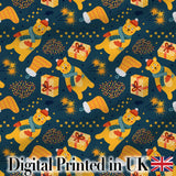 Cute Winter Bears Gifts Lights Cozy Christmas Seamless Pattern Digital Print Fabric by the Metre UK Sewing Quilting Textile