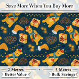 Cute Winter Bears Gifts Lights Cozy Christmas Seamless Pattern Digital Print Fabric by the Metre UK Sewing Quilting Textile