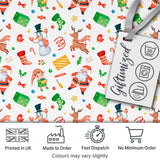 Cute Santa Snowman Reindeer Elf Christmas Holiday Fun Seamless Pattern Digital Print Fabric by the Metre UK Sewing Quilting Textile