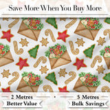 Watercolor Christmas Cookies Candy Cane Festive Treats Seamless Pattern Digital Print Fabric by the Metre UK Sewing Quilting Textile