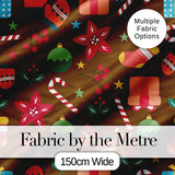 Christmas Mittens Baubles Candy Cane Floral Holiday Seamless Pattern Digital Print Fabric by the Metre UK Sewing Quilting Textile