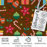 Christmas Mittens Baubles Candy Cane Floral Holiday Seamless Pattern Digital Print Fabric by the Metre UK Sewing Quilting Textile