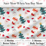 Cute Snowman Santa Tree Gifts Stars Holiday Seamless Pattern Digital Print Fabric by the Metre UK Sewing Quilting Textile