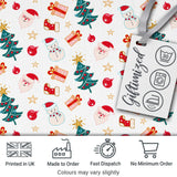 Cute Snowman Santa Tree Gifts Stars Holiday Seamless Pattern Digital Print Fabric by the Metre UK Sewing Quilting Textile