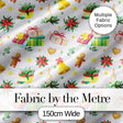 Watercolor Christmas Gifts Candle Poinsettia Seamless Pattern Digital Print Fabric by the Metre UK Sewing Quilting Textile