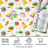 Watercolor Christmas Gifts Candle Poinsettia Seamless Pattern Digital Print Fabric by the Metre UK Sewing Quilting Textile