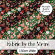 Watercolor Christmas Cookies Candy Cane Coffee Seamless Pattern Digital Print Fabric by the Metre UK Sewing Quilting Textile