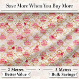 Luxury Gold Pink Christmas Ornaments Glitter Seamless Pattern Digital Print Fabric by the Metre UK Sewing Quilting Textile